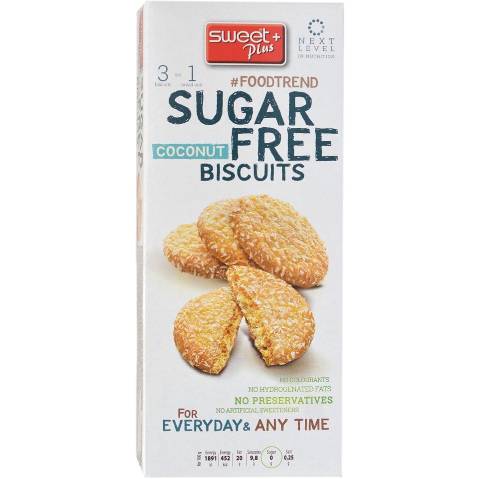 Sweet Plus | Biscuiti fara zahar cu cocos 100g | Mega-image
