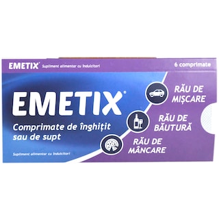 Emetix | Supliment alimentar pentru stari de greata si voma, 6 comprimate