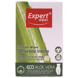 Expert wipes | Servetele intime cu extract de aloe vera, 10 bucati