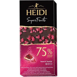 Heidi | Dark Super Fruits | Ciocolata amaruie 75% cacao cu rodii liofilizate 65g