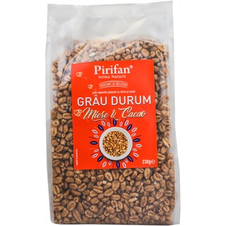 Pirifan | Grau durum expandat glazurat cu miere si cacao 230g