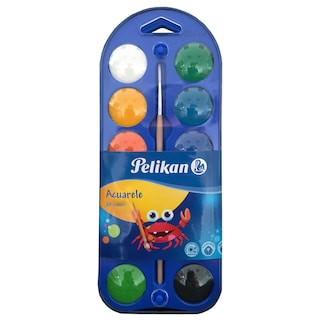 Pelikan | Acuarele tip pastila, 24 culori, cu pensula si paleta