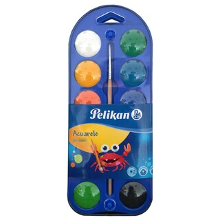 Pelikan | Acuarele tip pastila, 24 culori, cu pensula si paleta