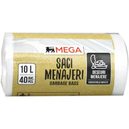 Saci menajeri albi, 10L, 40 bucati