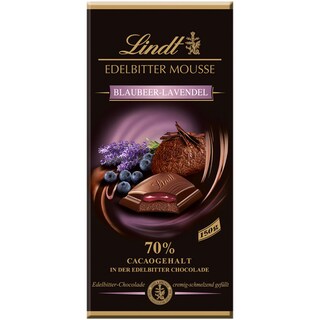 Lindt | Ciocolata 70% cacao cu mousse de ciocolata, afine si lavanda 150g