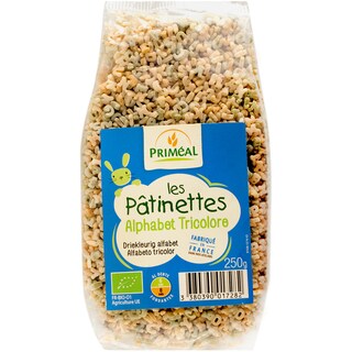 Primeal | Paste alfabet tricolore ecologice 250g