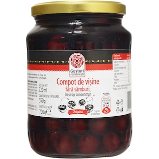 Gusturi romanesti | Compot de visine fara samburi 700g