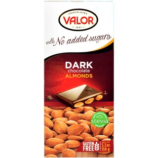 Valor | Ciocolata neagra cu migdale fara zahar 150g