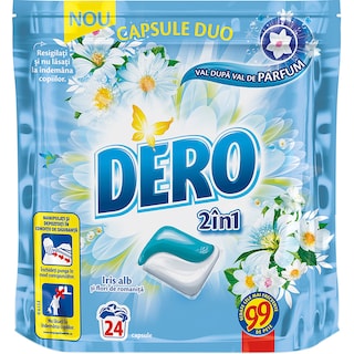 Dero | Detergent capsule pentru rufe, Iris alb 24x24ml