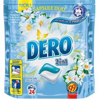 Dero | Detergent capsule pentru rufe, Iris alb 24x24ml
