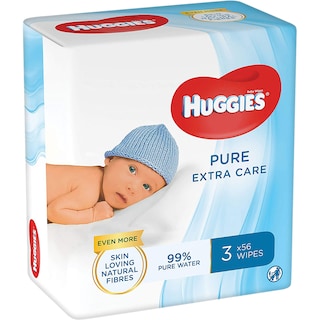 Huggies | Pure extra care | Servetele umede, 3 pachete x 56 buc.