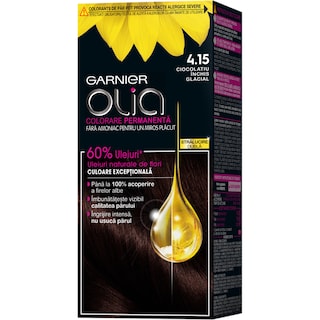 Garnier | Olia | Vopsea de par fara amoniac 4.15 Ciocolatiu Inchis Glacial