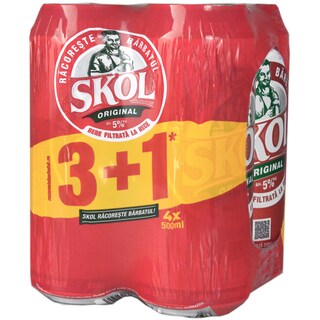 Skol | Bere blonda pasteurizata 3+1x0.5L