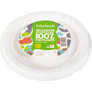 Biodeck | Set farfurii rotunde bio din trestie de zahar 12 buc, 17cm