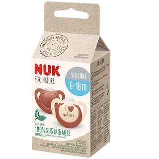 NUK | For Nature | Suzeta din silicon, 6-18 luni, 2 bucati, rosu