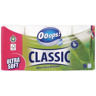 Ooops! | Hartie igienica Aloe Vera Balsam 3 straturi, 8 role