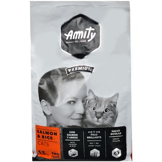 Amity | Hrana uscata pentru pisici, Adult, cu somon si orez 1.5kg