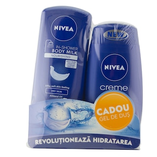 Nivea | In Shower | Pachet cu lapte de corp Nourishing si gel de dus Creme Care gratis 2x250ml