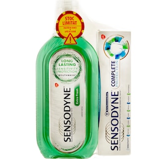 Sensodyne | Pachet pasta de dinti Complete Protection si apa de gura Extra Fresh 75ml+500ml