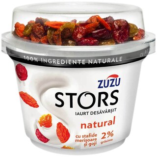 Zuzu | Stors | Iaurt natural cu stafide, merisoare si goji 2% grasime 148g