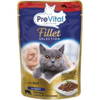 PreVital | Fillet | Hrana umeda pentru pisici adulte, cu carne de vita in sos 85g