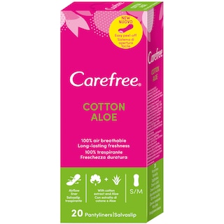 Carefree | Absorbante zilnice 20 bucati cu aloe vera si bumbac