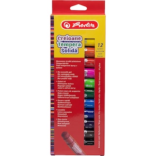 Herlitz | Creioane tempera solida, 12 culori