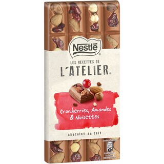 Les Recettes de l'Atelier | Ciocolata cu lapte, merisoare confiate, alune de padure si migdale 170g