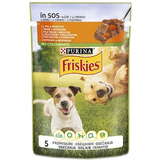 Friskies | Hrana pentru caini adulti cu pui si morcovi 100g