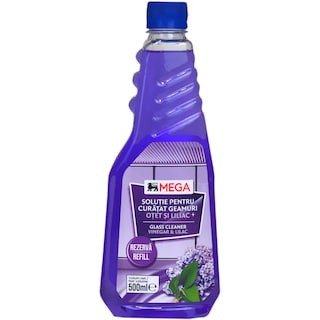 MEGA | Solutie pentru curatat geamuri, rezerva cu otet si liliac 500ml