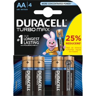 Duracell | Baterii Turbo Max AA LR6 MX1500 1.5V Alkaline 3+1 bucati