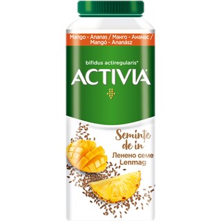 Activia | Iaurt de baut cu mango, ananas si seminte de in 320g