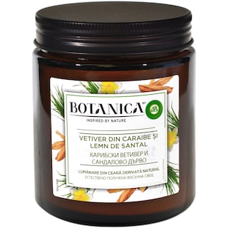 Botanica | Lumanare din ceara cu parfum de Vetiver din Caraibe si Lemn de Santal 205g