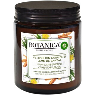 Botanica | Lumanare din ceara cu parfum de Vetiver din Caraibe si Lemn de Santal 205g