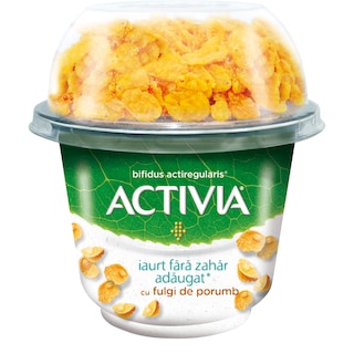 Activia | Iaurt fara zahar adaugat, cu fulgi de porumb 168g