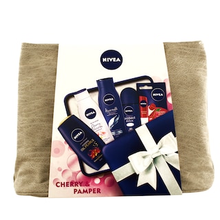 Nivea | Pachet Cherry&Pamper gel de dus 250ml + lotiune de corp 200ml + sampon