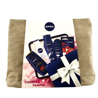 Nivea | Pachet Cherry&Pamper gel de dus 250ml + lotiune de corp 200ml + sampon