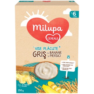 Milupa | Gris cu banane si piersici, Vise placute 250g