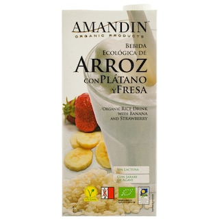 Amandin | Bautura vegetala eco din orez cu capsuni si banane 1l