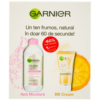 Garnier | Pachet cadou crema BB light 50ml si 60% reducere din pretul apei micelare 400ml 50ml+400ml