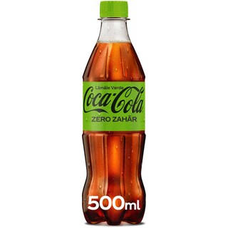 Coca-Cola Zero Zahar | Bautura racoritoare carbogazoasa cu suc de lamaie verde, cu indulcitori 500ml