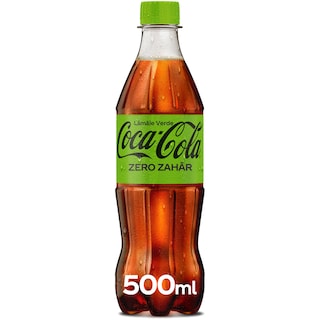 Coca-Cola Zero Zahar | Bautura racoritoare carbogazoasa cu suc de lamaie verde, cu indulcitori 500ml