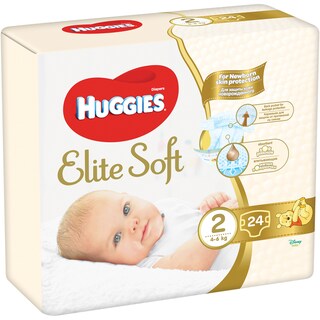 Huggies | Elite Soft | Scutece bebelusi, marimea 2, 4-6 kg, 24 buc