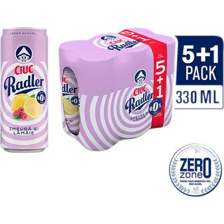 Ciuc Radler | Bere fara alcool cu limonada si suc de zmeura 5+1X330ml