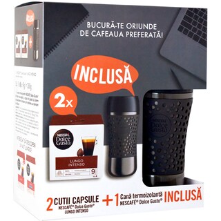 Nescafe | Dolce Gusto | Cana termoizolanta+ Cafea Lungo Intenso, 2x16 capsule