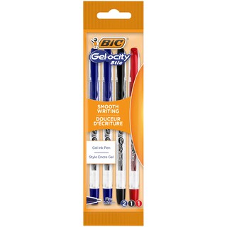 Bic | Roller Gel-ocity Stic, 0.5mm, 3 culori, 4 buc.