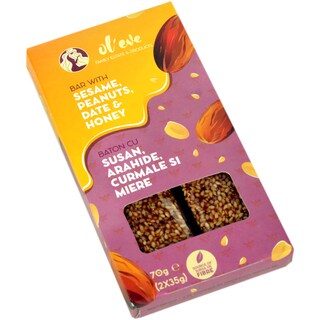 Ol'eve | Baton cu susan, arahide, curmale si miere 70g