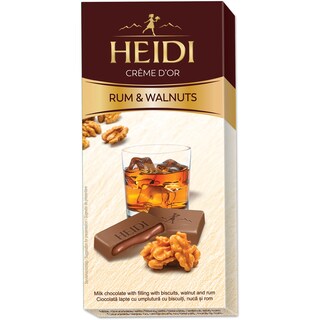 Heidi | Creme D'or | Ciocolata lapte cu umplutura cu nuci si rom 90g