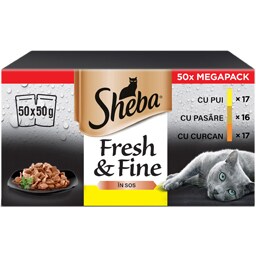 Hrana umeda pentru pisici adulte, cu pui, pasare, curcan in sos 50x50g