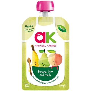 Annabel Karmel | Piure pentru copii cu banane, pere si piersici bio 100g